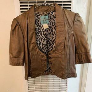 Marciano Bronze cropped leather jacket